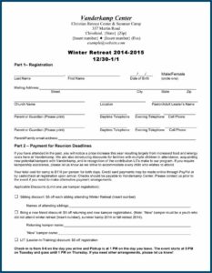 Church Camp Registration Form Template
