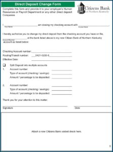 Citizens Bank Payroll Direct Deposit Authorization Form