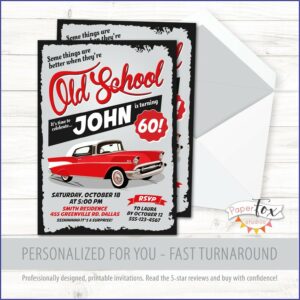Classic Car 60th Birthday Invitation