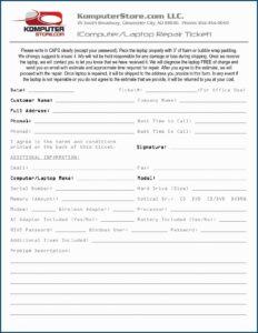 Computer Repair Form Template