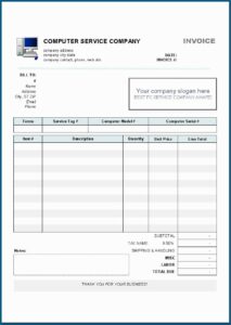 Computer Repair Form Template For Word