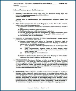 Contract For Deed Texas Template