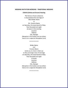 Couple Hosting Wedding Invitation Wording