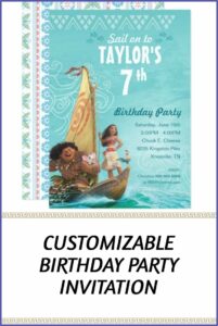 Custom Moana Birthday Invitations