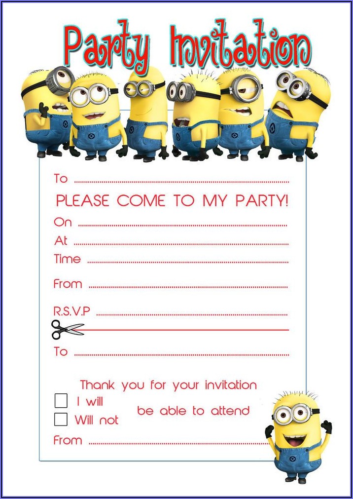 Despicable Me Birthday Party Invitations