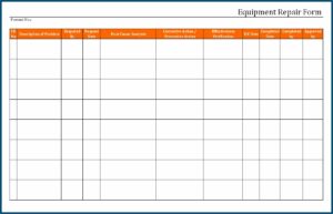 Equipment Repair Form Template