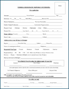 Ethiopian Passport Renewal Form Usa
