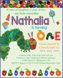 Etsy Hungry Caterpillar Invitations