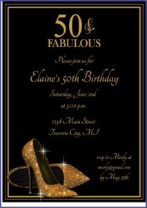 Female 50th Birthday Invitation Card