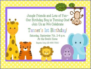 First Birthday Invitation Wording Jungle Theme