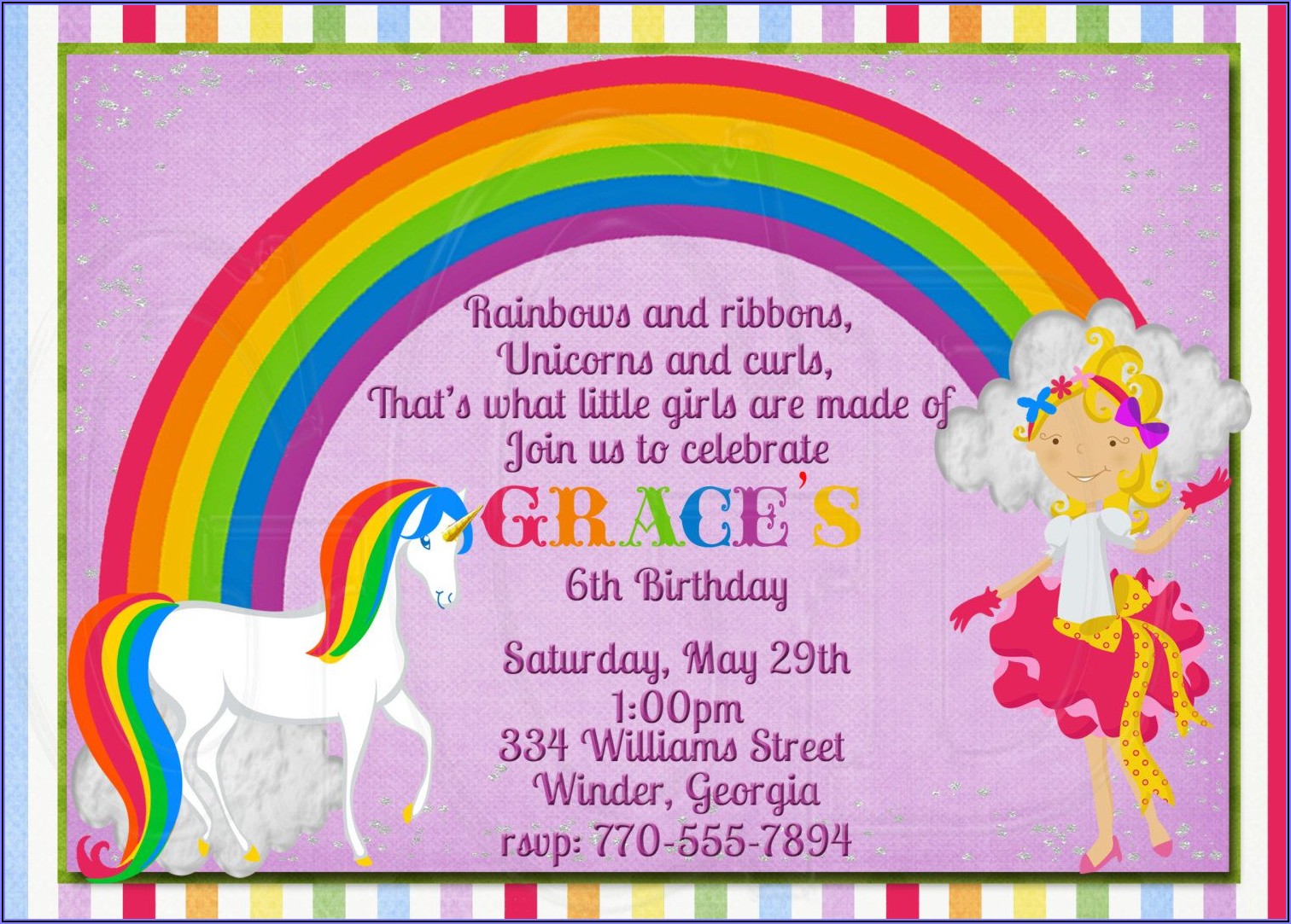First Birthday Invitation Wording Unicorn