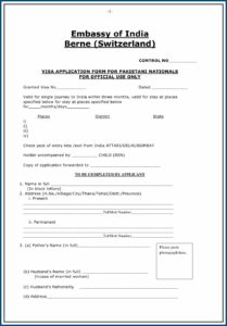 Form For Indian Visa