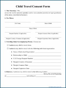 Free Child Medical Consent Form Template Pdf