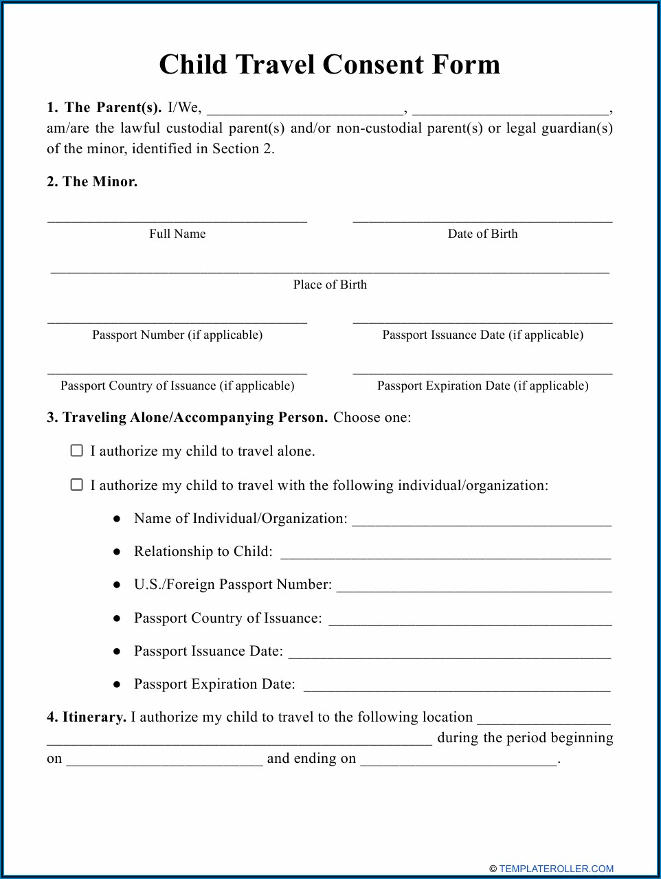 Free Child Medical Consent Form Template Pdf