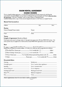 Free Florida Room Rental Agreement Form
