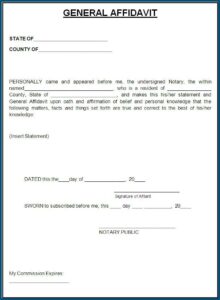 Free General Affidavit Form Florida
