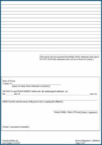 Free General Affidavit Form Texas