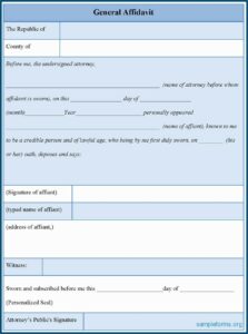 Free Printable Affidavit Form