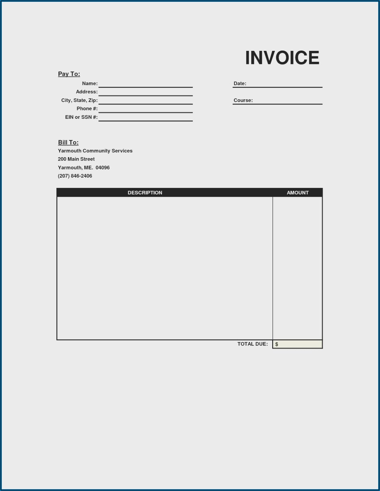 Free Printable Blank Invoice Template