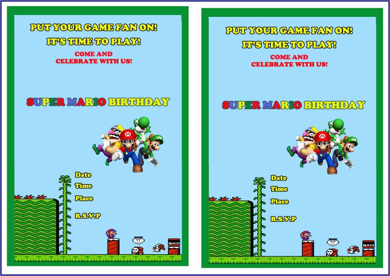 Free Printable Mario Birthday Invitations
