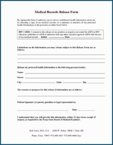 Free Printable Medical Release Form Template