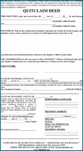 Free Printable Quit Claim Deed Form Tennessee