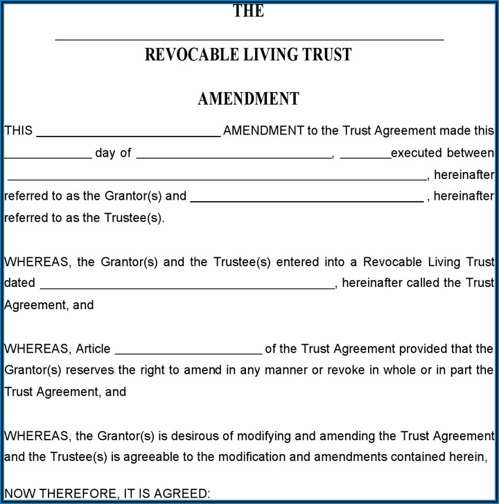Free Revocable Living Trust Amendment Forms
