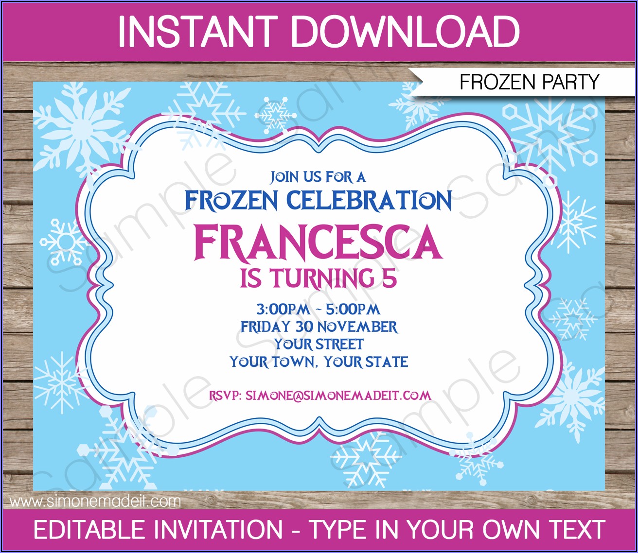 Frozen 7th Birthday Invitation Template