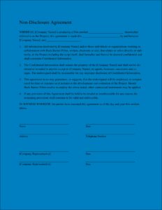 Generic Non Disclosure Agreement Template