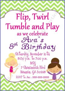 Gymnastics Birthday Invitation Templates Free
