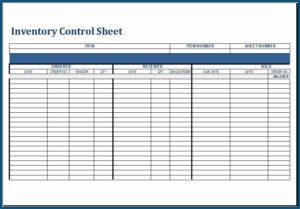 Inventory Control Forms Samples