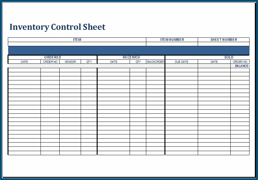 Inventory Control Forms Samples