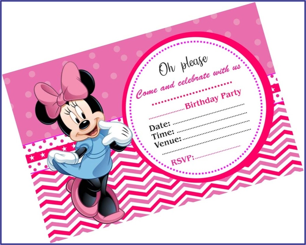 Minnie Mouse Birthday Card Invitation