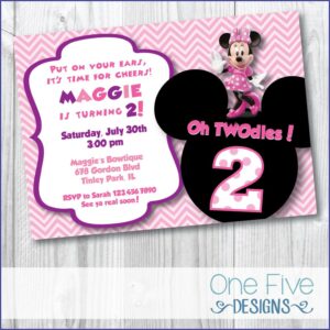 Minnie Mouse Oh Twodles Birthday Invitations