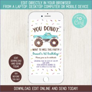 Monster Truck Birthday Invitation Template