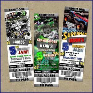 Monster Truck Ticket Invitation Template