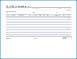 Monthly Expense Report Format In Excel