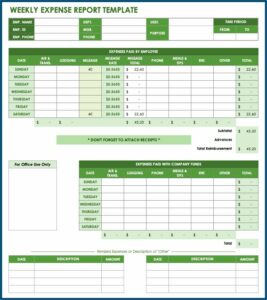 Monthly Expense Report Template Excel