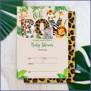 Oh Boy Safari Baby Shower Invitations