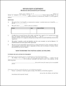 Ontario Separation Agreement Form