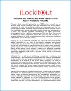 Osha Lockout Tagout Template