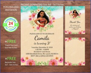 Personalized Moana Birthday Invitations