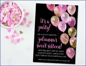 Pink And Gold Sweet 16 Invitations