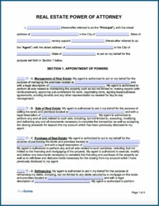 Power Of Attorney Form For Real Estate Closing In Florida