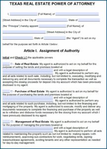 Power Of Attorney Form For Real Estate Transaction