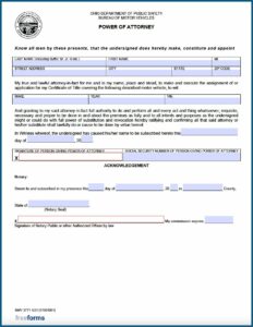 Power Of Attorney Form For Title Transfer Ohio