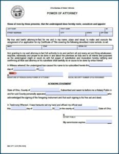 Power Of Attorney Form To Transfer Car Title