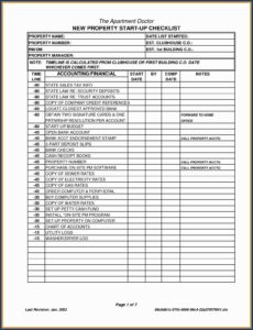 Printable Apartment Maintenance Checklist Template