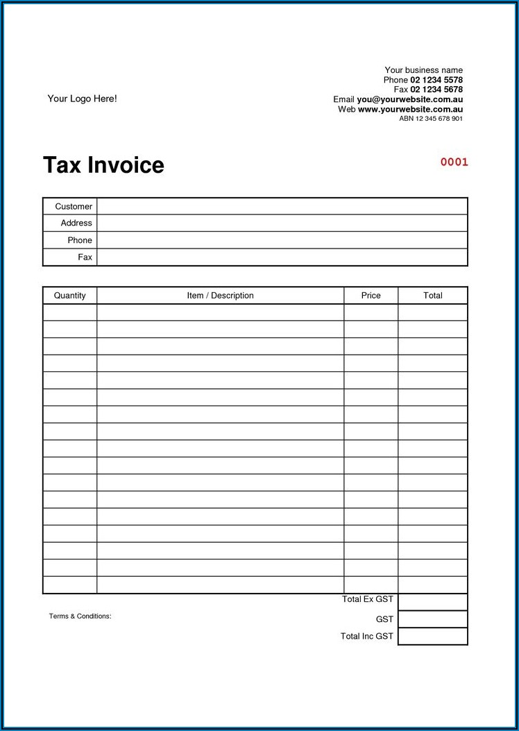 Printable Blank Invoice Templates