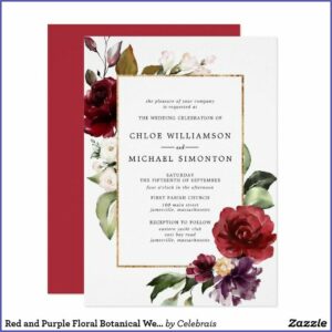 Purple And Red Wedding Invitations